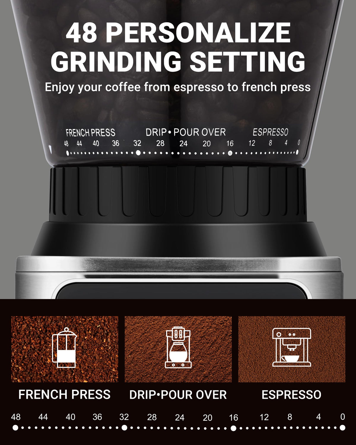 AMZCHEF 50mm espresso portafilter compatibility for café-style shots.