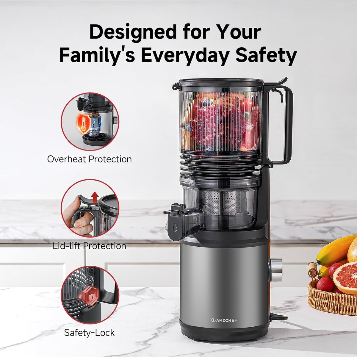 AMZCHEF fully detachable parts simplify cleaning and reach corners