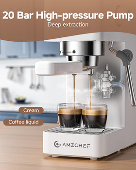 AMZCHEF espresso machine top panel and controls enable easy one-touch brewing