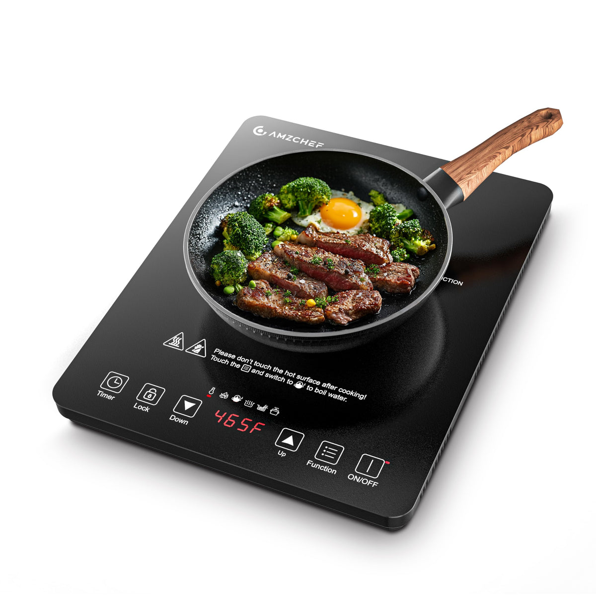AMZCHEF portable induction cooktop front control panel for precise control