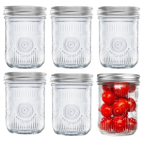 Amzcku 16oz vintage Mason jar with lids showing secure lid design for fresh storage.