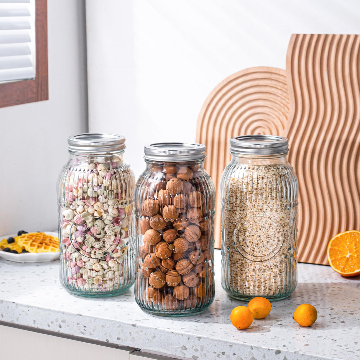 Amzcku 3-pack reusable jars suitable for canning and preserves