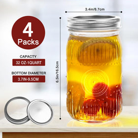 Amzcku 32oz wide-mouth jar storage for canning and dry goods.