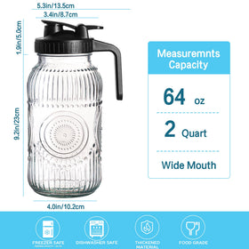 Amzcku 64oz glass pitcher showcases durable clarity for everyday beverages.