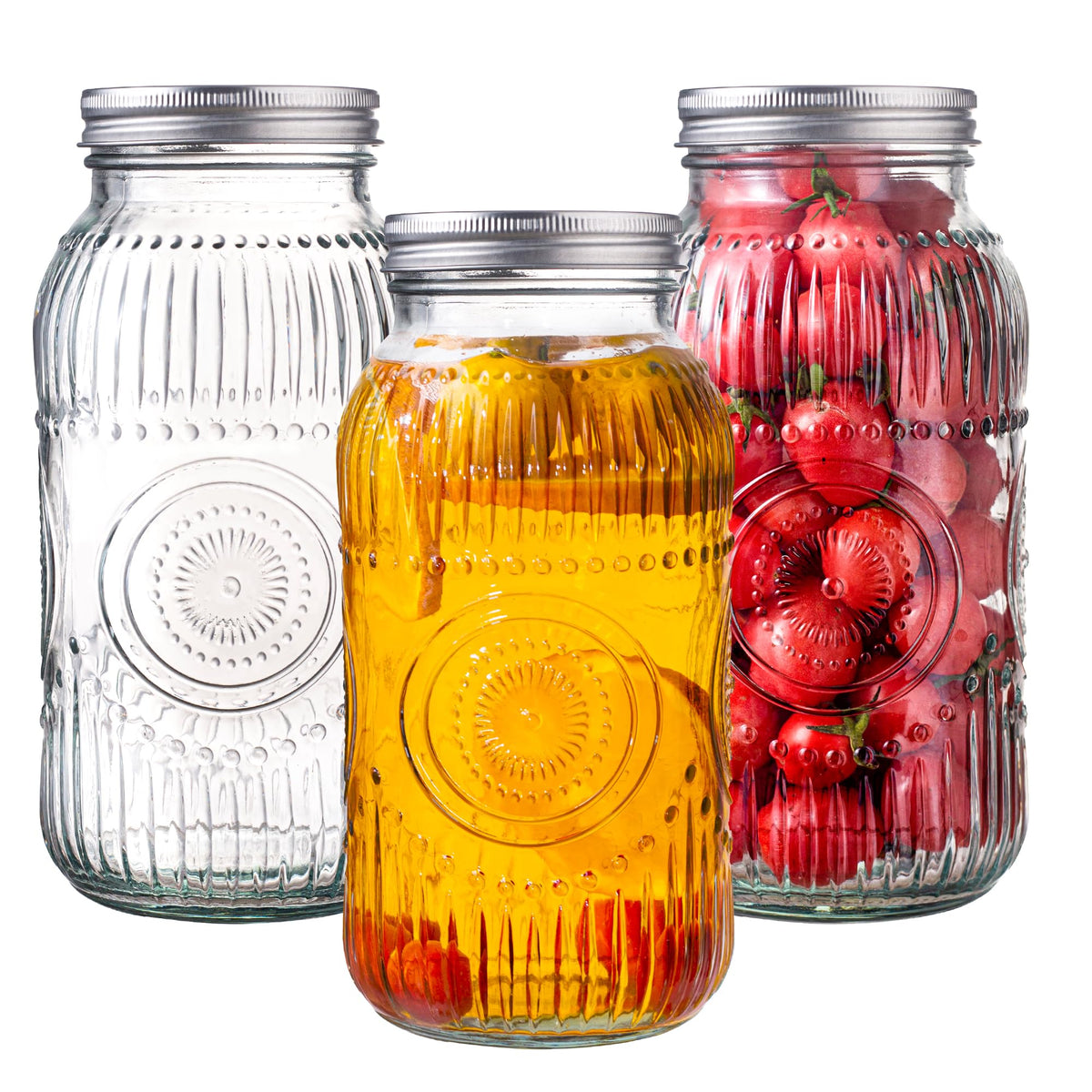 Amzcku 64oz vintage mason jar with lids for durable storage