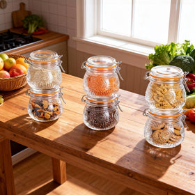 Amzcku beans storage jar showcasing tidy kitchen organization.