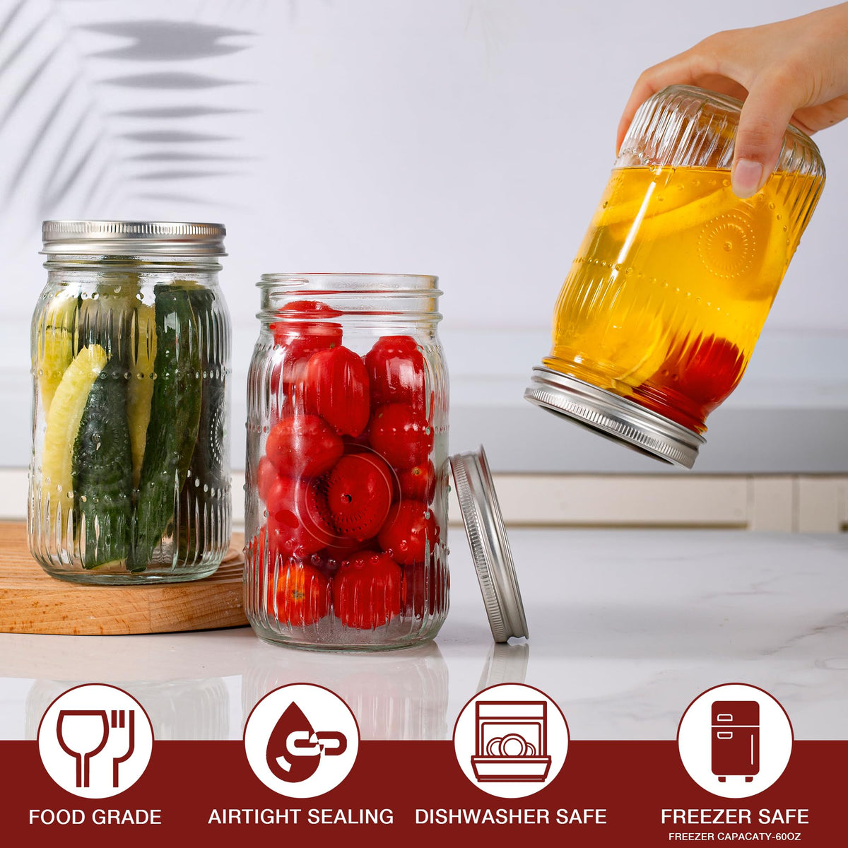 Amzcku fluted vintage jar detail enhances retro kitchen decor.