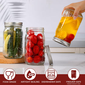 Amzcku fluted vintage jar detail enhances retro kitchen decor.