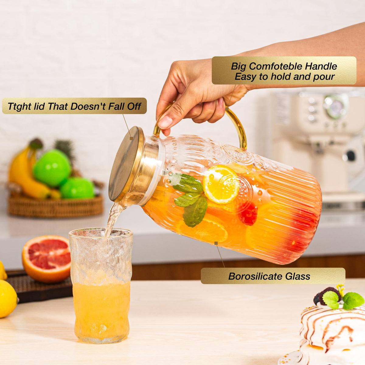 Amzcku large capacity 68 oz pitcher ideal for gatherings