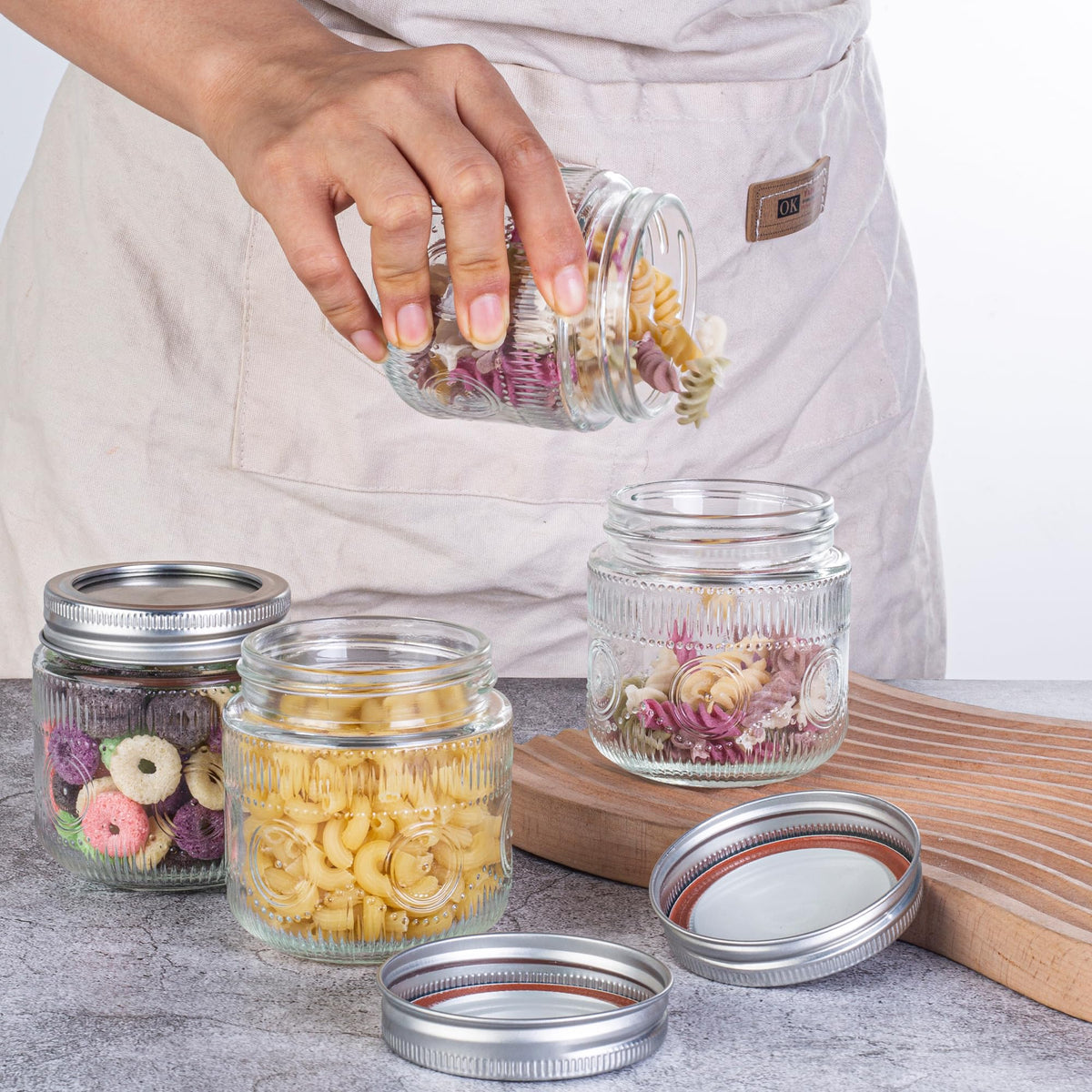 Amzcku fluted design mason jar enhances vintage decor vibes