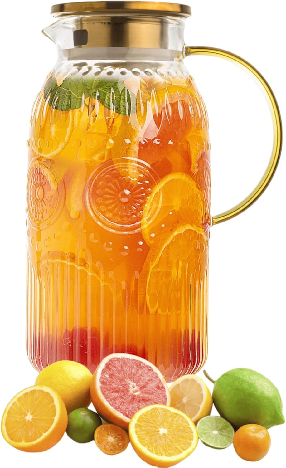 Amzcku vintage fluted glass pitcher 68 oz perfect for stylish serving