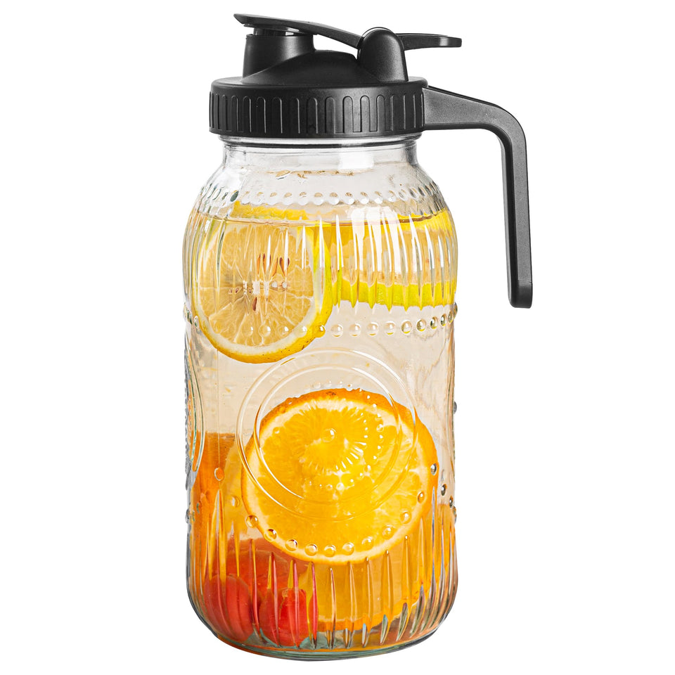 Amzcku vintage half-gallon pitcher with wide mouth lid for easy filling and daily use.