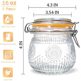 Amzcku vintage sunflower-pattern glass jar highlighting clear visibility and retro elegance.