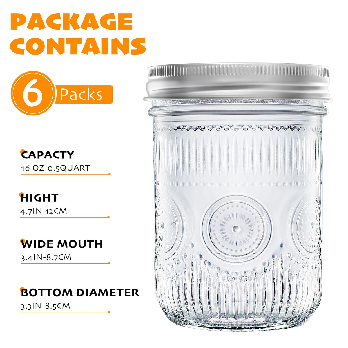 Amzcku wide-mouth Mason jar enabling easy filling and scooping in the kitchen.