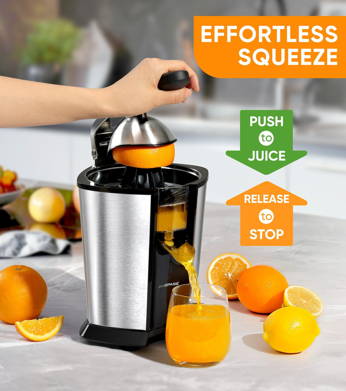 Amzpass juicer anti-drip-spout keeps counters clean while pouring fresh juice