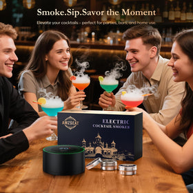 Amzseat cocktail smoker glass highlights vibrant presentation with smoky finish.
