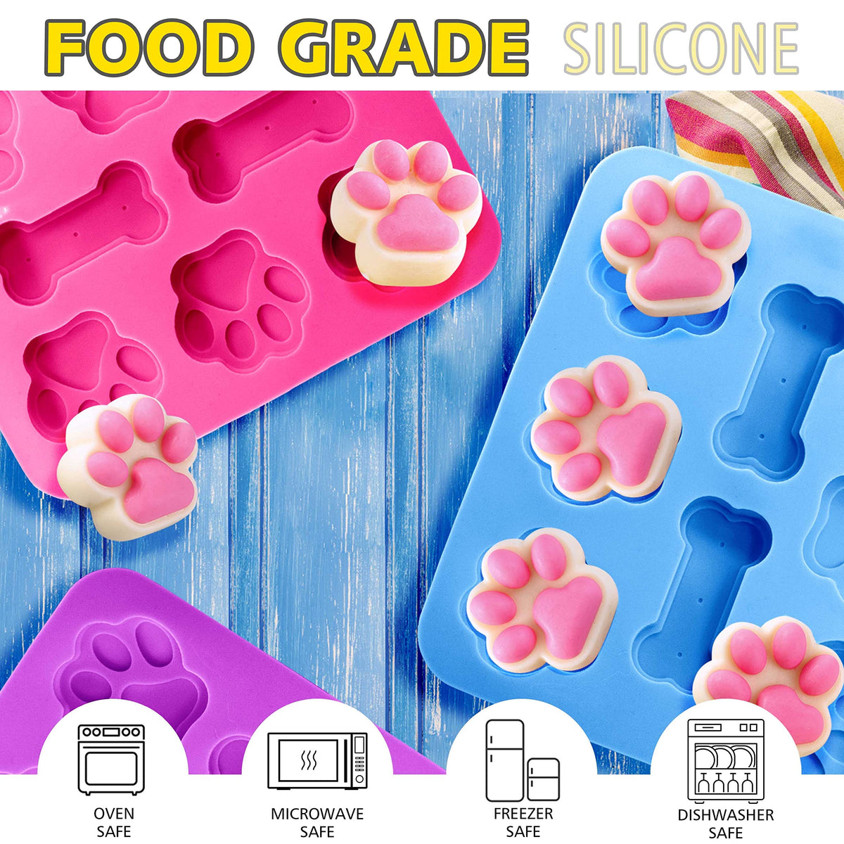 Anaeat 2in1 silicone mold showing puppy paw and bone designs