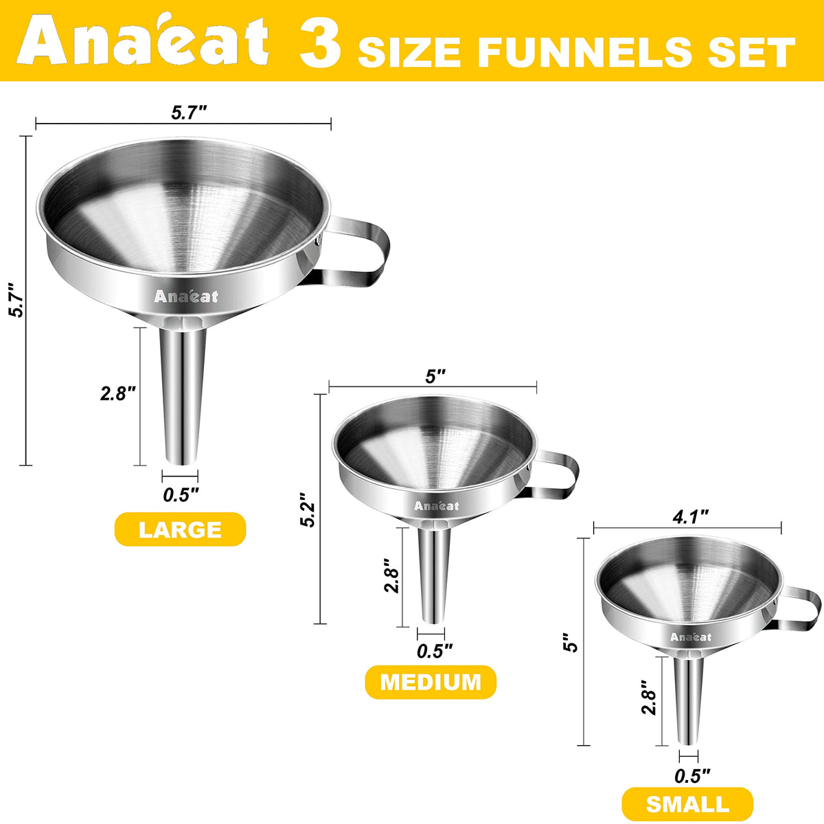Anaeat funnels dishwasher-safe for simple, convenient cleaning