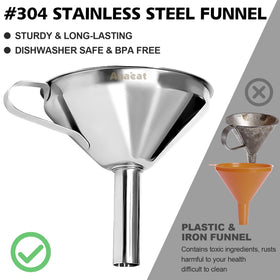 Anaeat funnels large size with strainer helps avoid clogs and spills