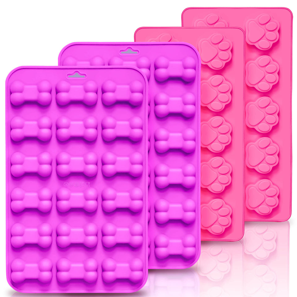 Anaeat puppy paw bone silicone molds four-pack for easy dog treats.