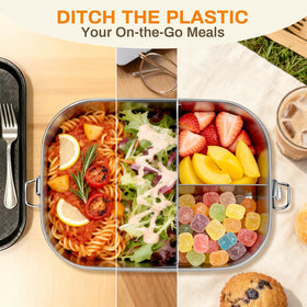 High-capacity 49oz bento box ideal for lunches, picnics, or multi-dish meals.