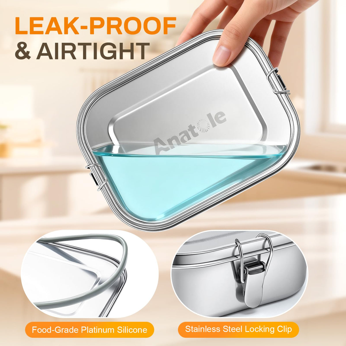 Silicone ring around the Anatole lid enhances seal and freshness during travel.