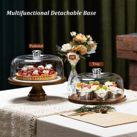ANBOXIT acacia wood cake plate with warm finish and stable display on countertops