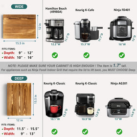 Size guidance helps you pick WIDE or DEEP to suit your counter depth.