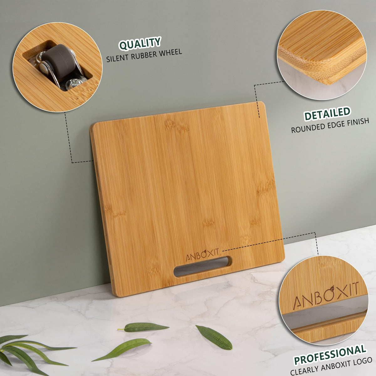 ANBOXIT Bamboo Appliance Slider with coffee maker on tray to declutter counters