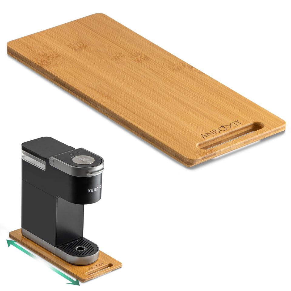 ANBOXIT Bamboo Appliance Slider front view for Deep Small size, easy access to coffee maker