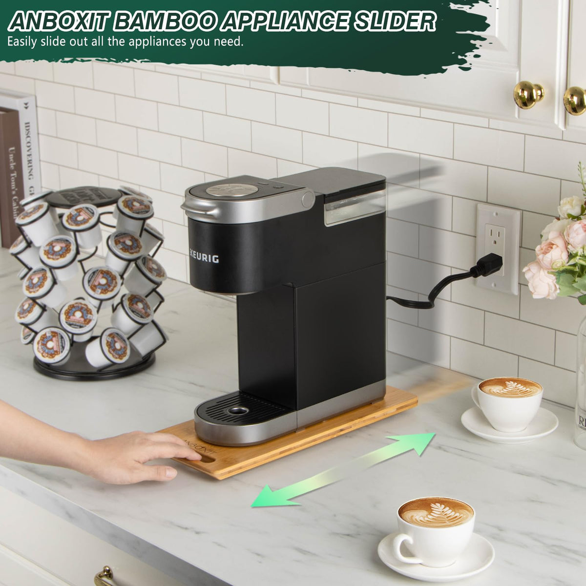 ANBOXIT Bamboo Appliance Slider side profile showing smooth movement