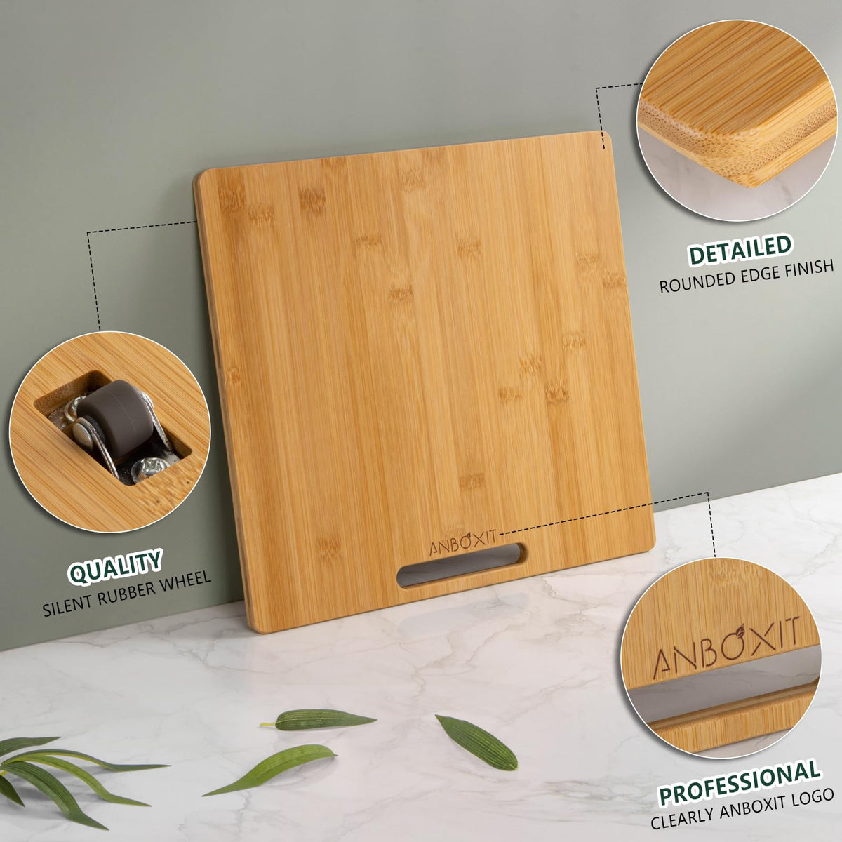 ANBOXIT bamboo appliance slider with silent wheels for quiet movement