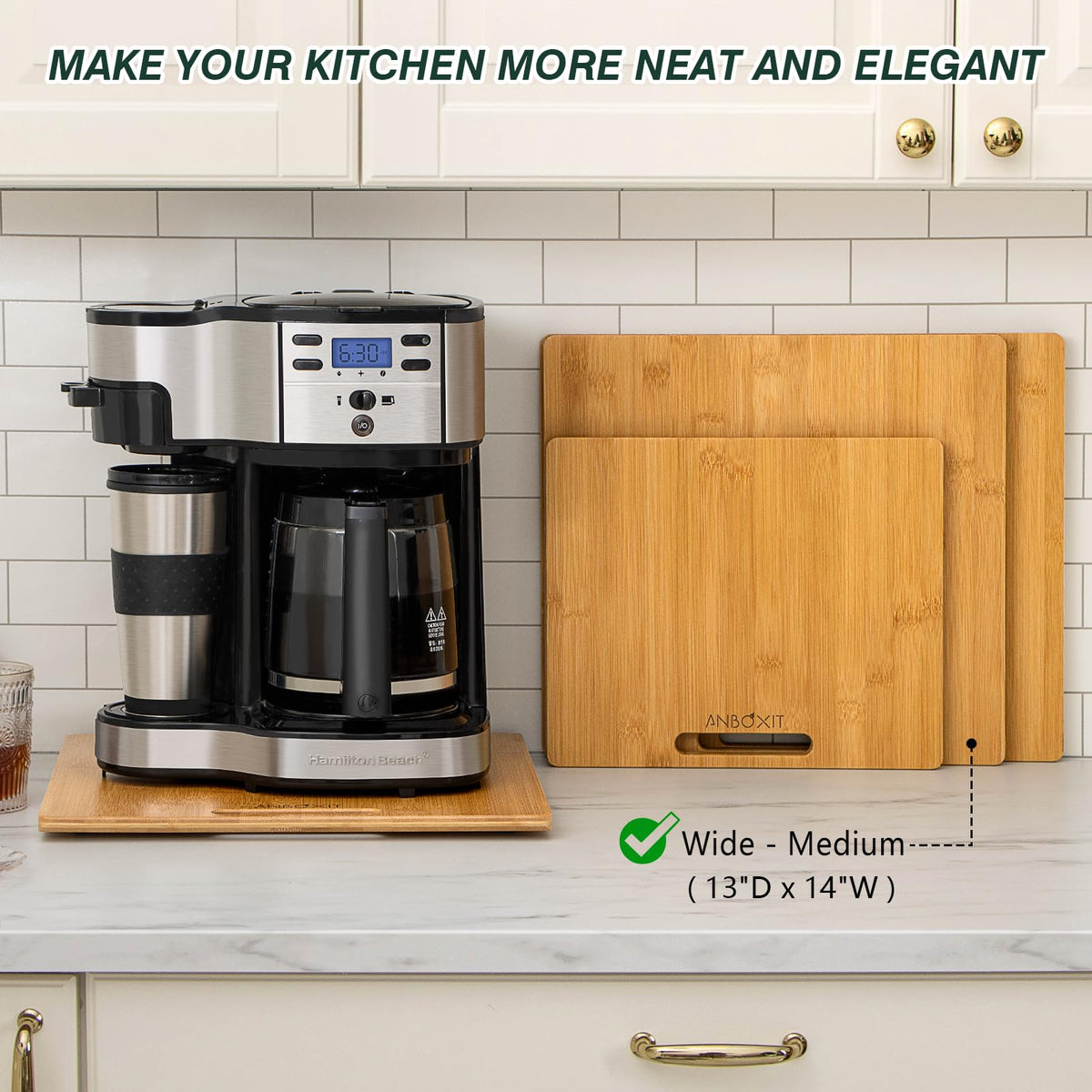ANBOXIT bamboo appliance slider three-layer construction adds strength and stability
