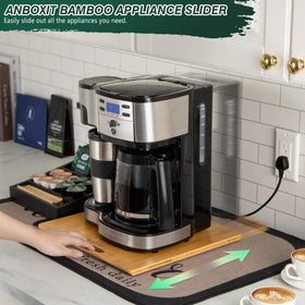 ANBOXIT bamboo appliance slider under-cabinet use enables easy refills