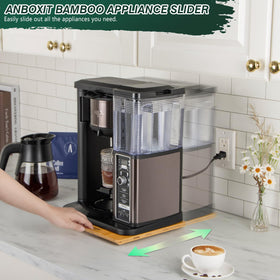 ANBOXIT Bamboo Appliance Slider under-cabinet setup for easy steam access