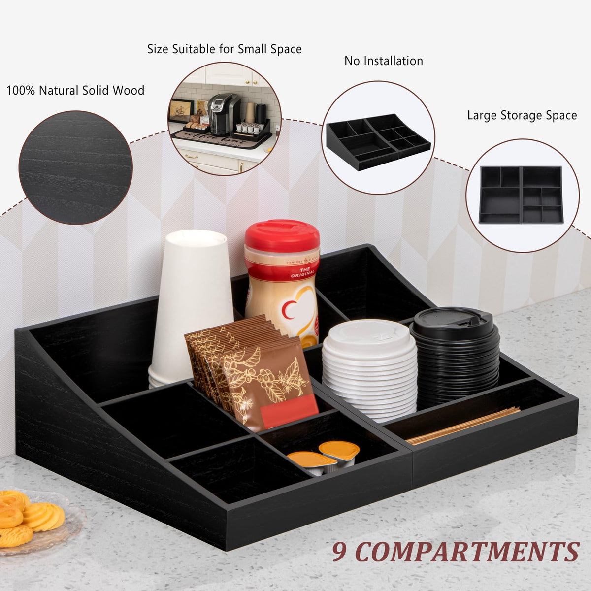 ANBOXIT 2-in-1 design coffee organizer splits or combines to fit your space.