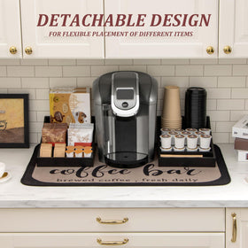 ANBOXIT coffee station organizer in rustic black finish adds warmth to any countertop.