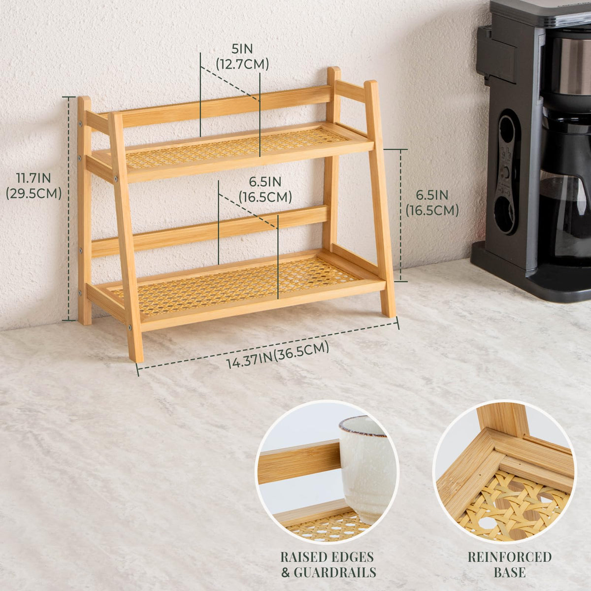 ANBOXIT countertop organizer fits matcha and coffee essentials neatly.