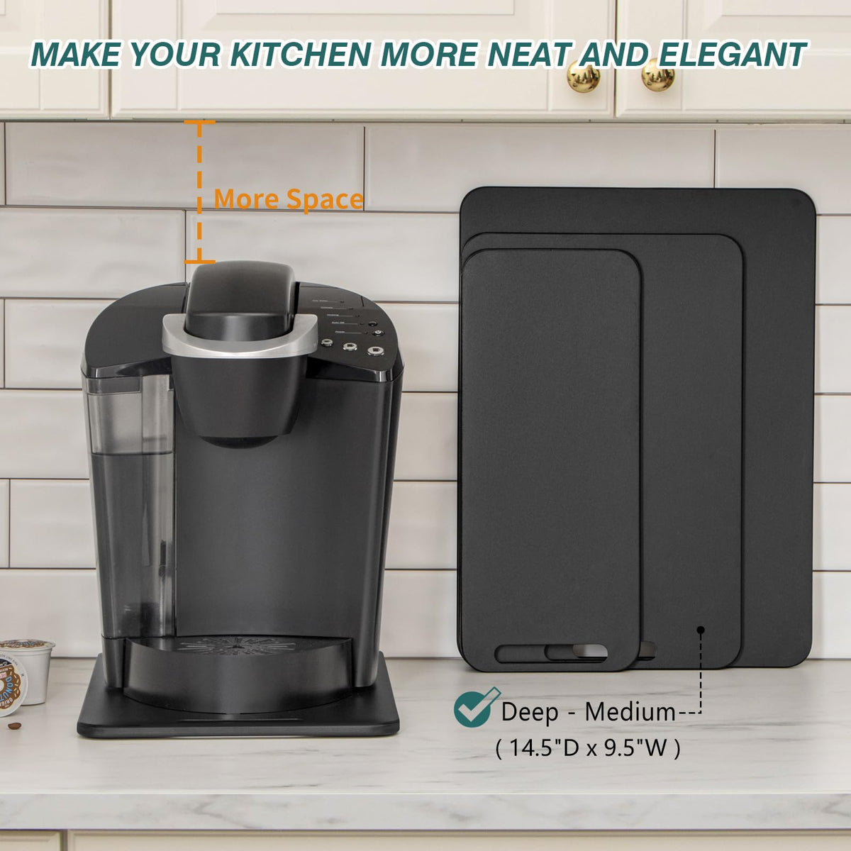 ANBOXIT deep-medium sliding tray fits larger coffee makers and mixers.