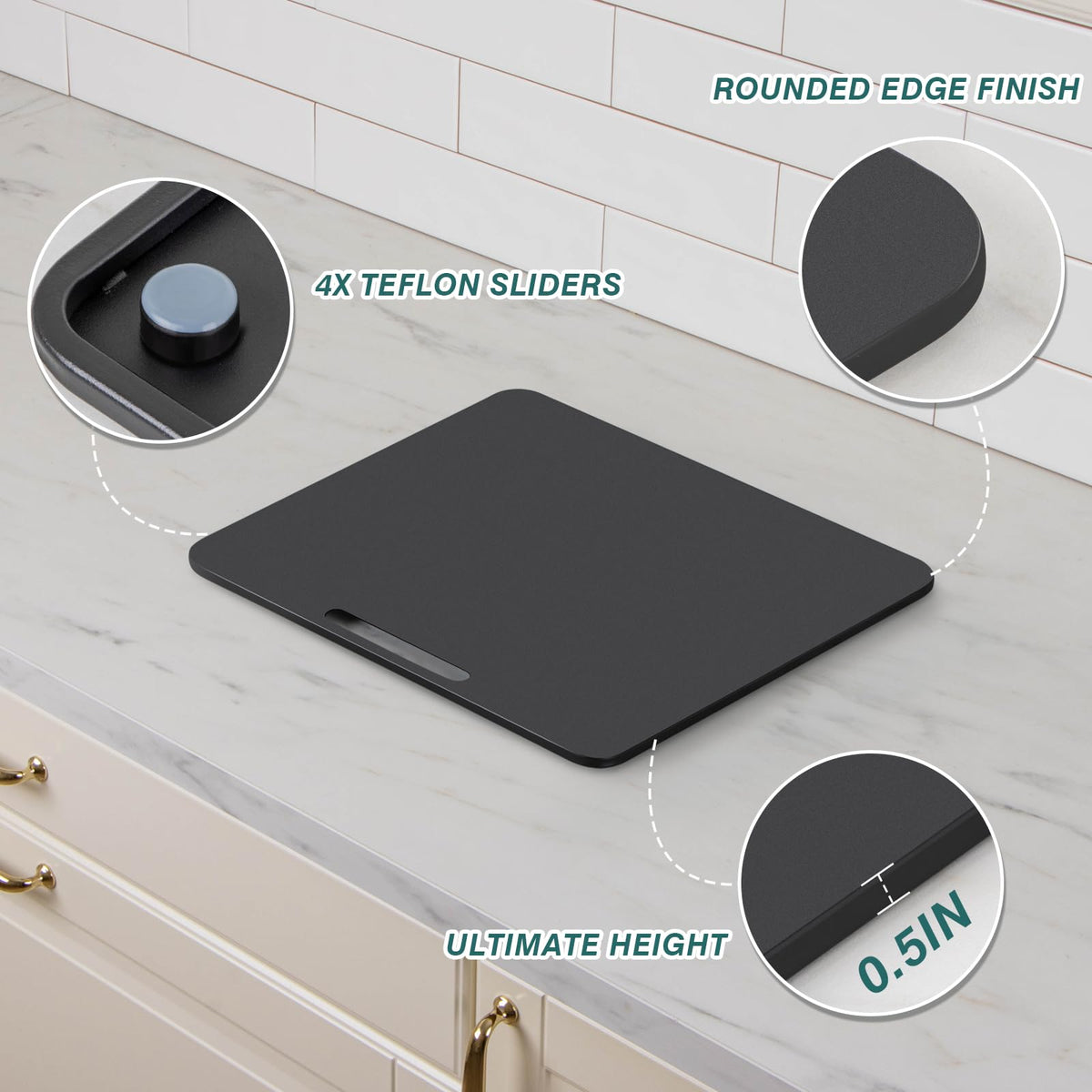 ANBOXIT matte black finish blends with any kitchen while allowing smooth gliding.