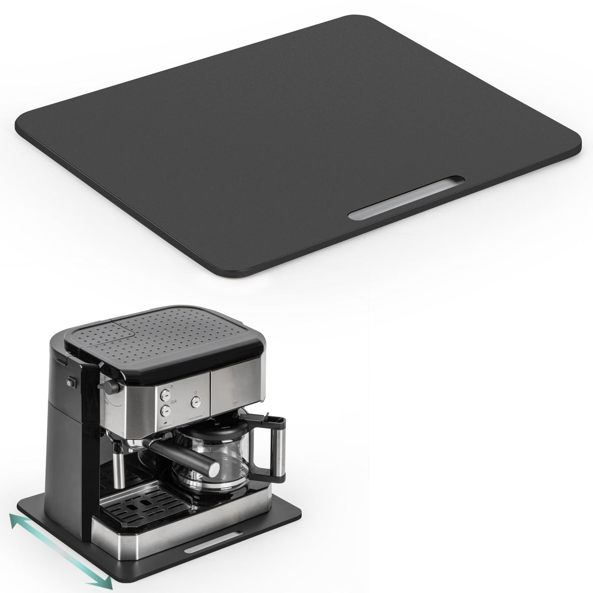 ANBOXIT metal appliance slider front view for easy countertop access.