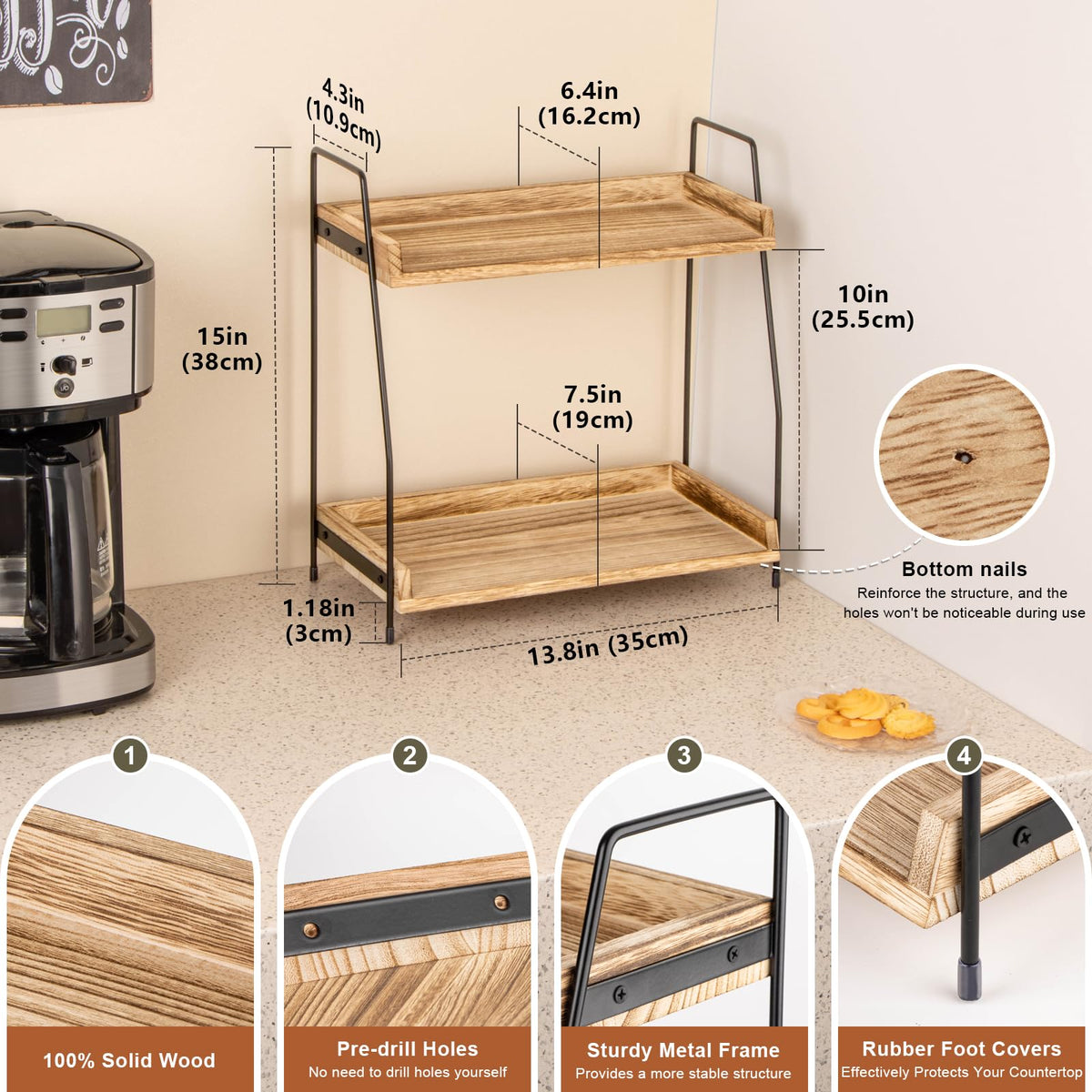 ANBOXIT sturdy iron-frame organizer emphasizes durability and stable countertop setup