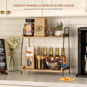 ANBOXIT wooden shelves for coffee bar accessories showcase warm rustic-modern storage