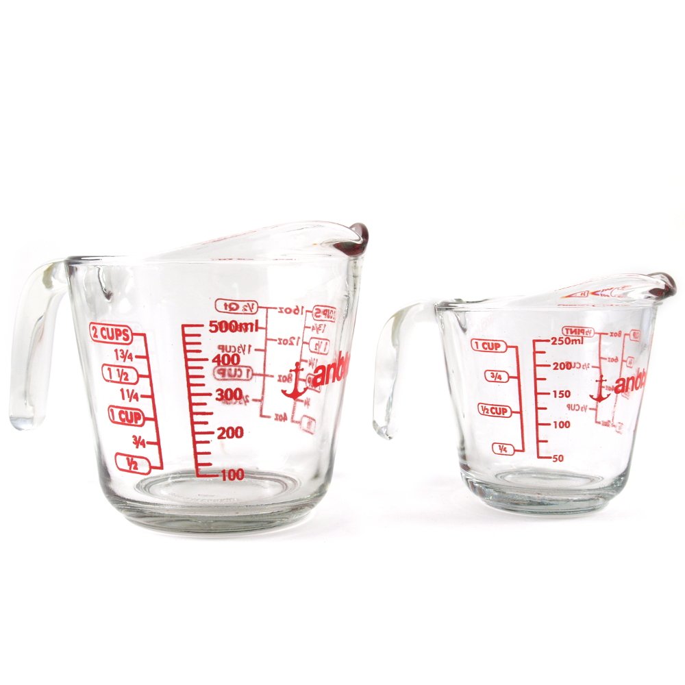Anchor Hocking 1-2 cup glass measuring cups for precise kitchen measurements