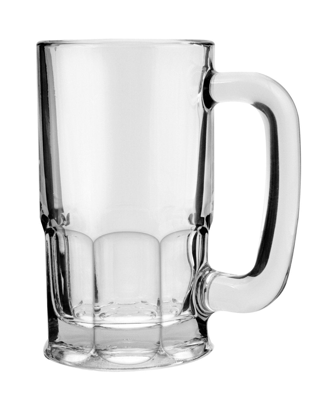 Anchor Hocking 20oz beer mug with oversized handle for easy grip.