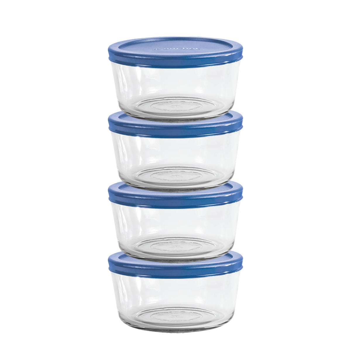Anchor Hocking 2-cup glass storage with Blueberry SnugFit lid keeps leftovers fresh in the fridge.