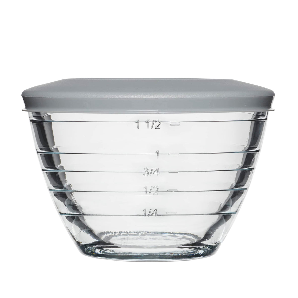 Anchor Hocking 4-in-1 prep bowls set with clear glass and measurement ribs for precise prep.