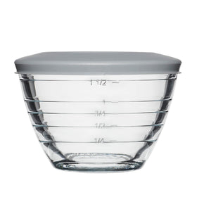 Anchor Hocking 4-in-1 prep bowls set with clear glass and measurement ribs for precise prep.