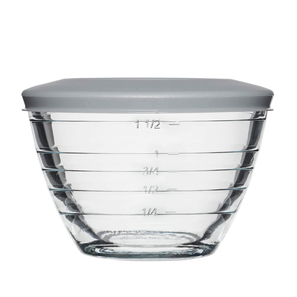 Anchor Hocking 4-in-1 prep bowls set with clear glass and measurement ribs for precise prep.