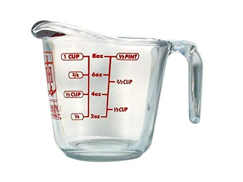 Anchor Hocking 8 oz measuring cup open-handle nest for easy storage and space saving